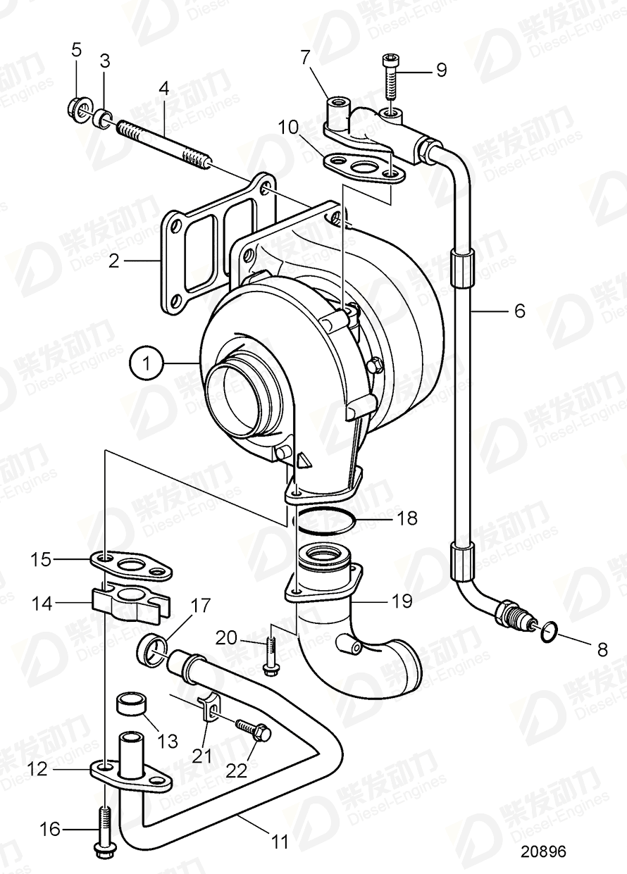 VOLVO Connecting pipe 21185876 Drawing